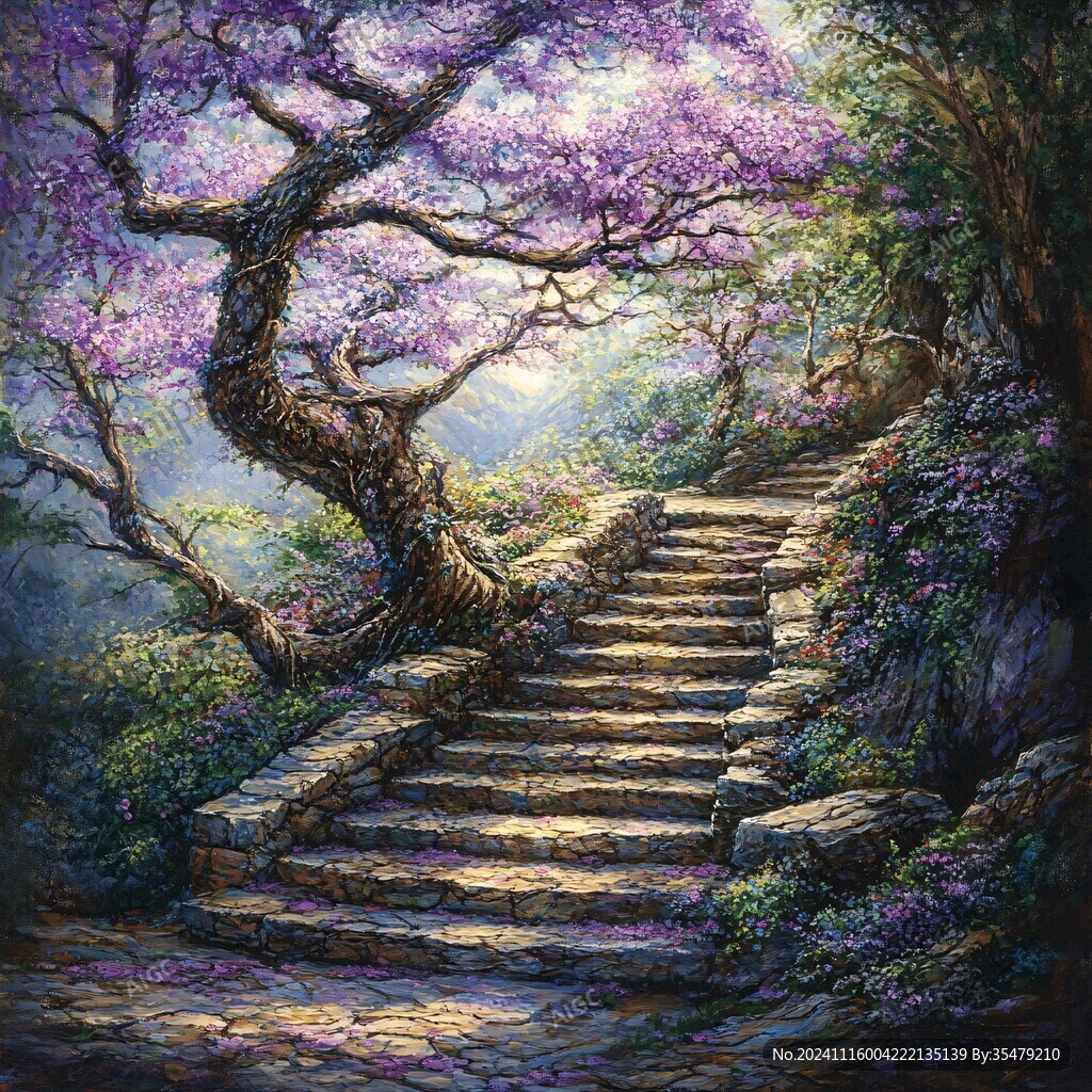 林间小道风景画