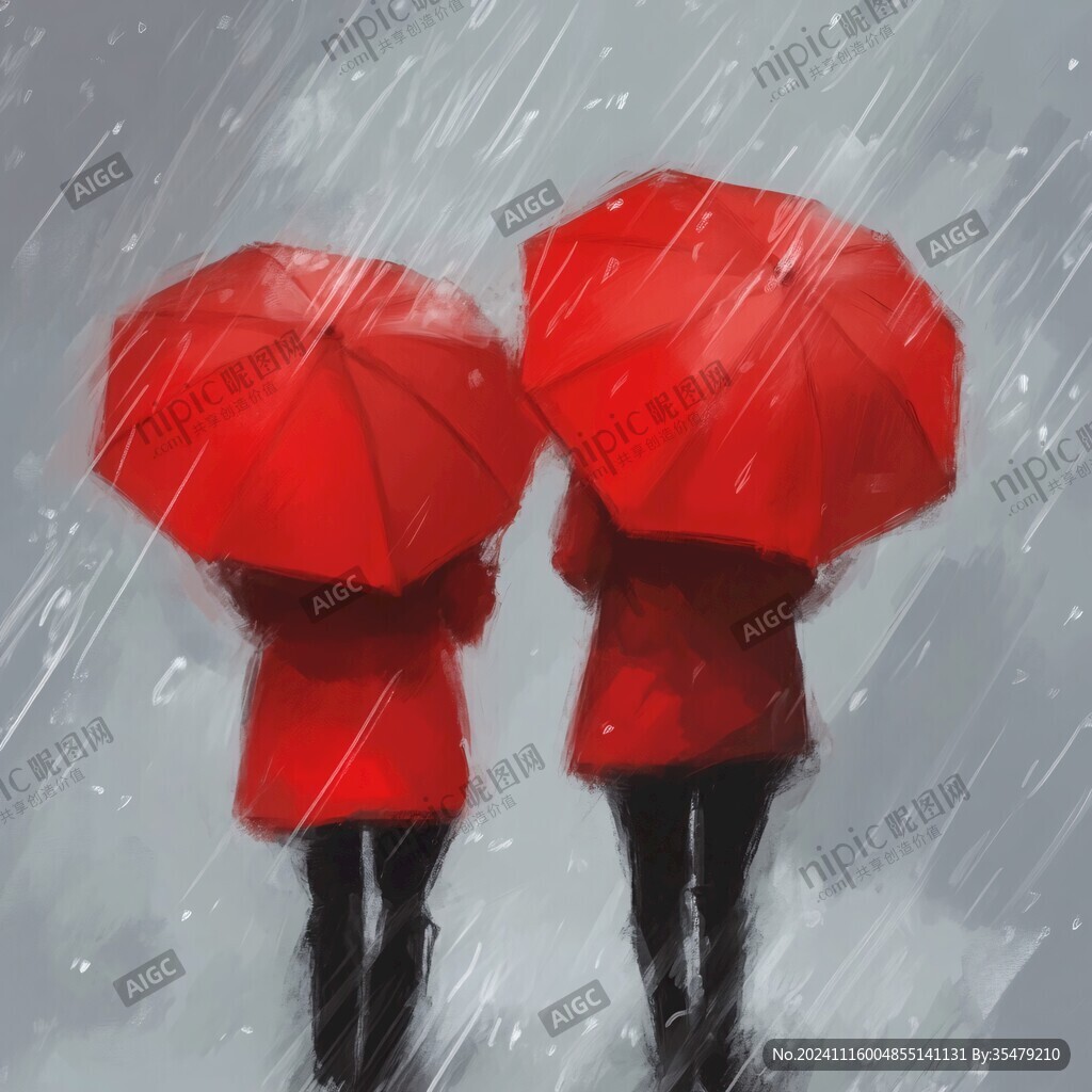 雨中的两个人