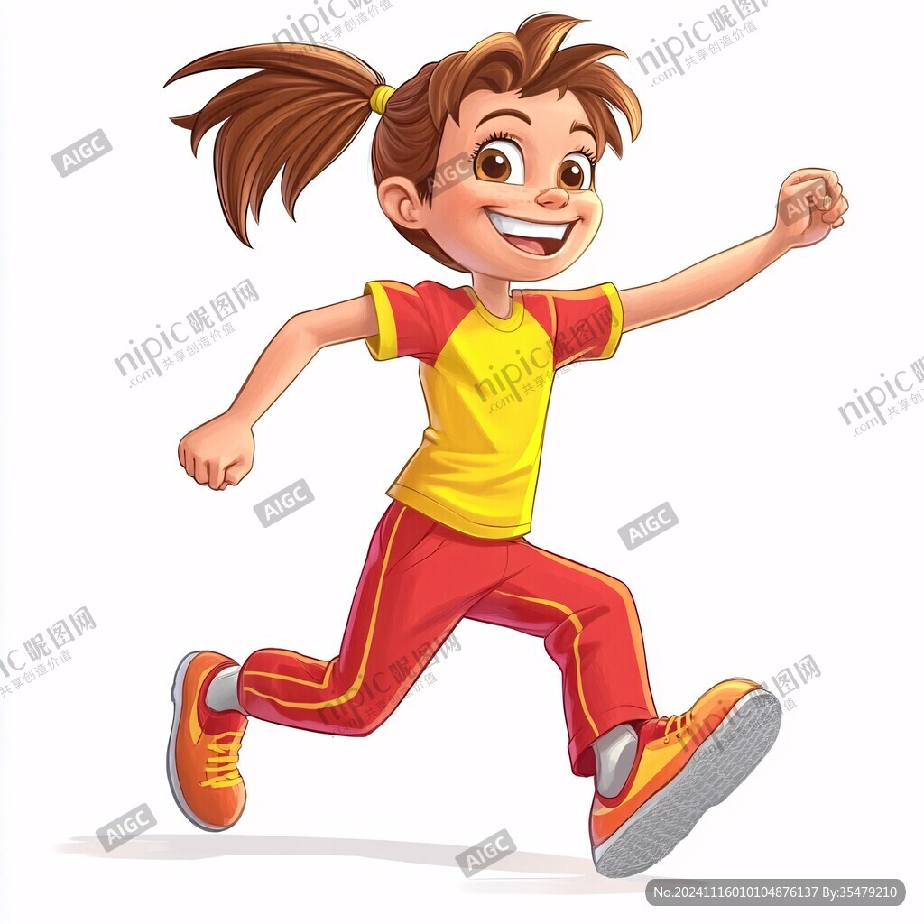手绘奔跑的少年