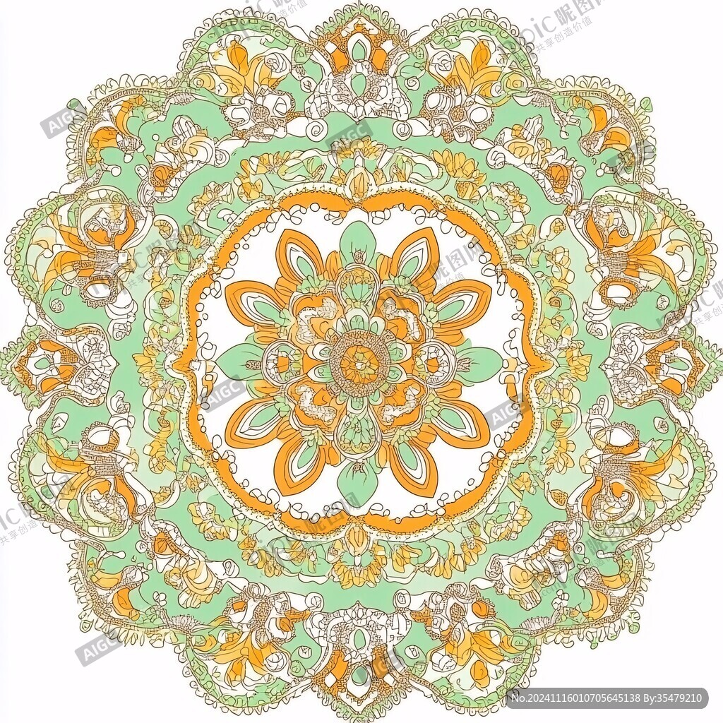 松石绿地粉彩宝相花纹