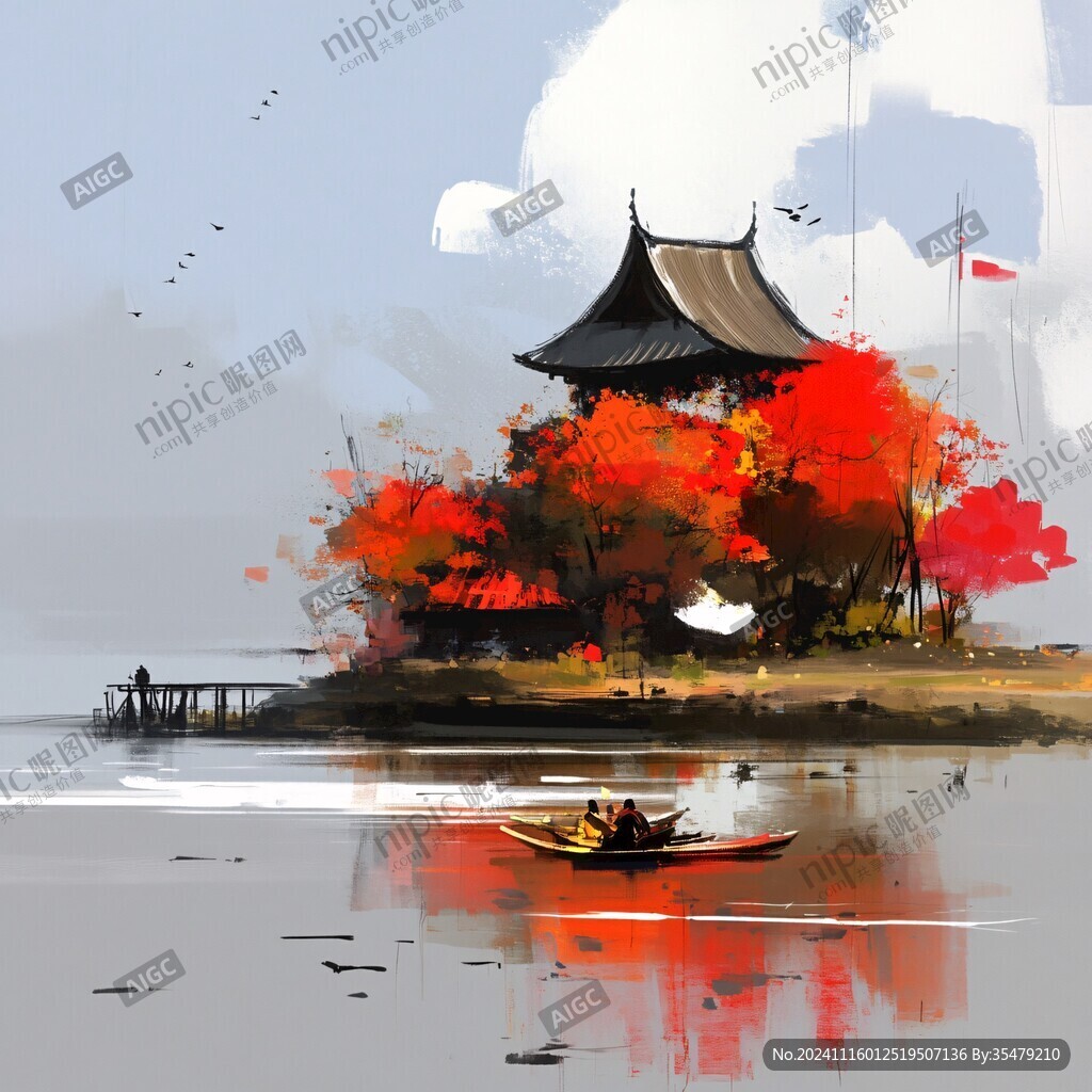 湖心亭插画