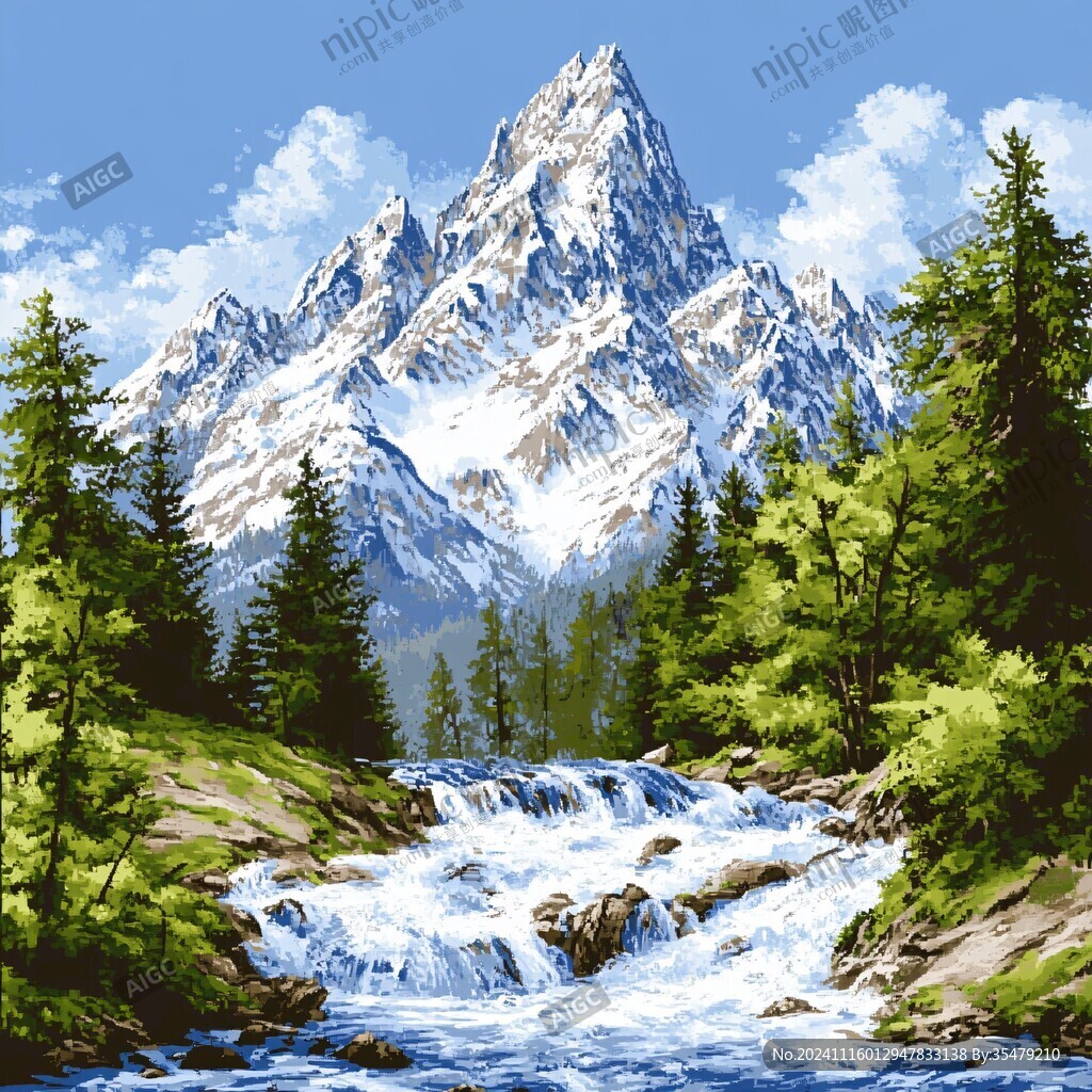 现实山景画