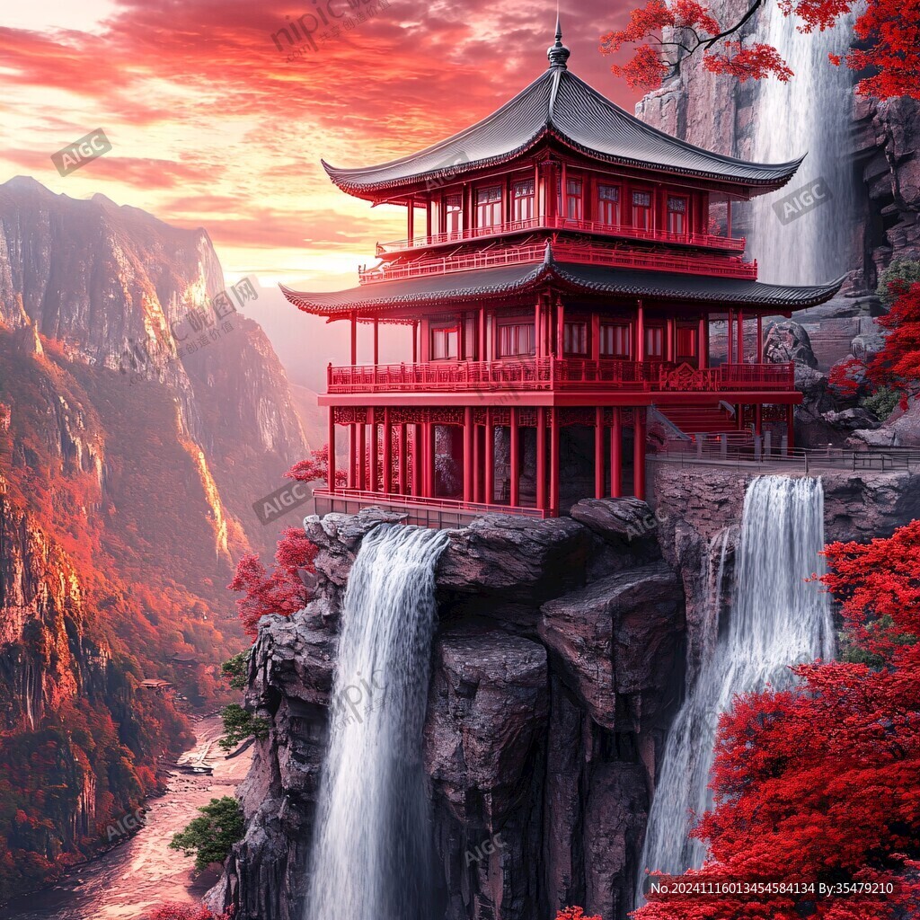 山水楼阁雅致意境风