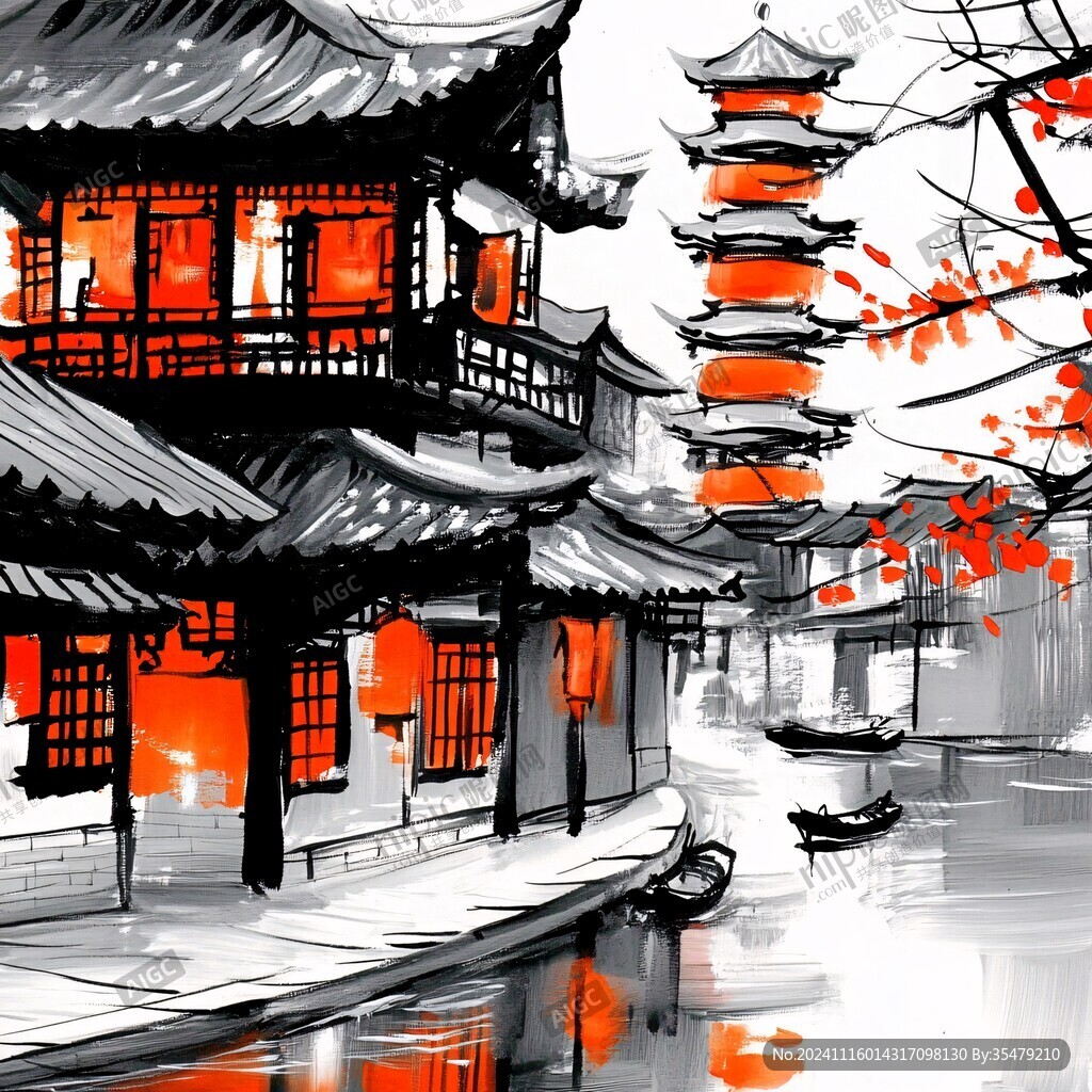 七宝古镇插画