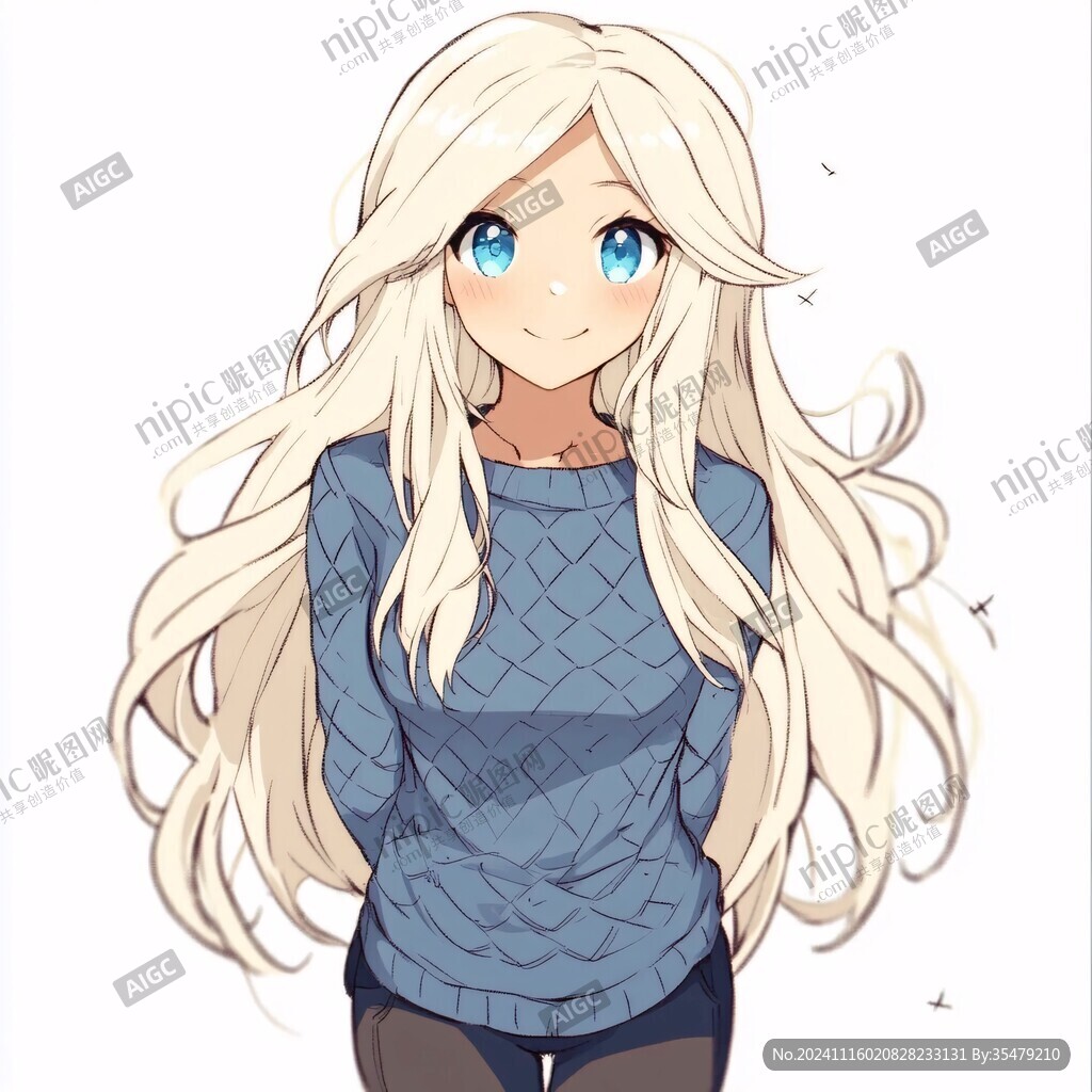 卡通穿毛衣的女孩
