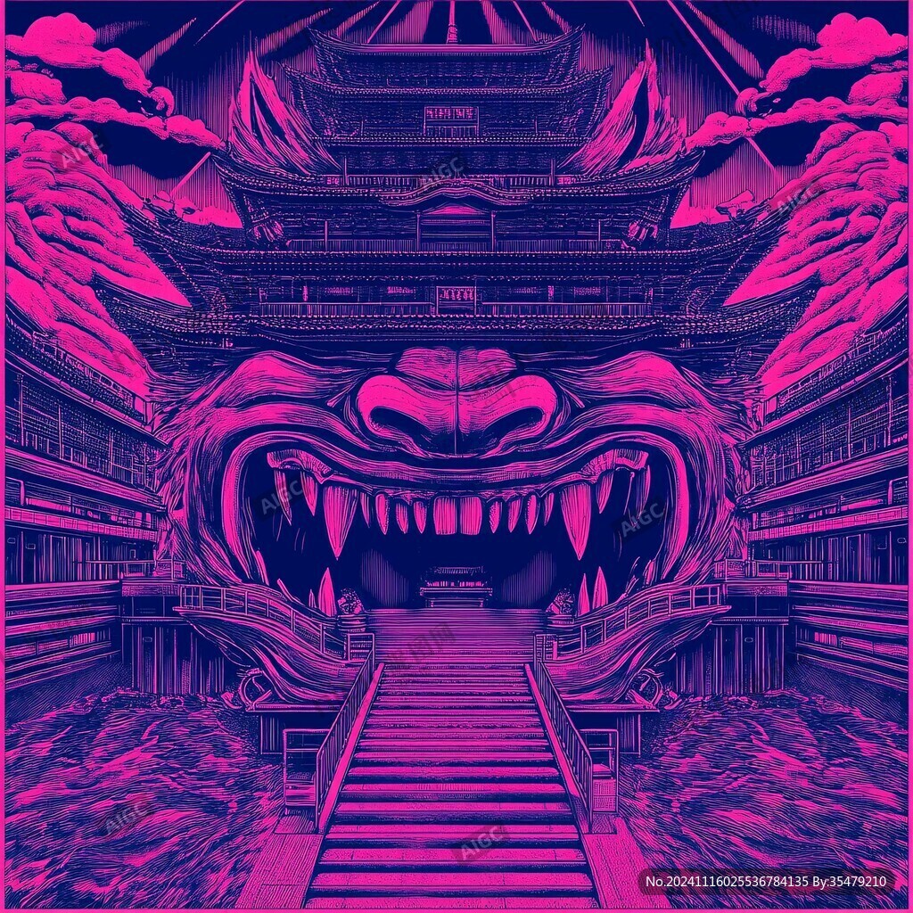 幻想粉红宫殿插画
