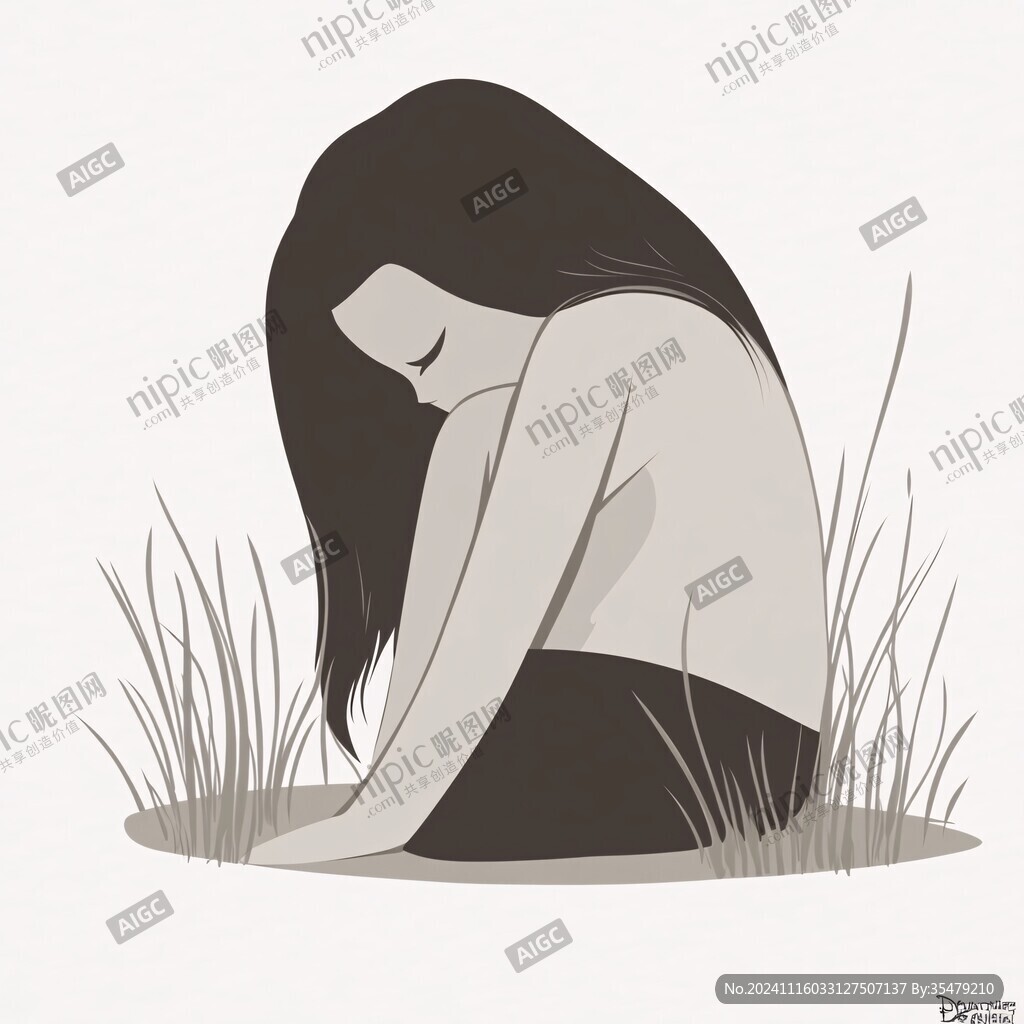 长发跪坐人像
