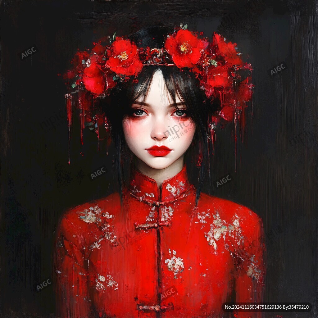 红衣少女设计古风