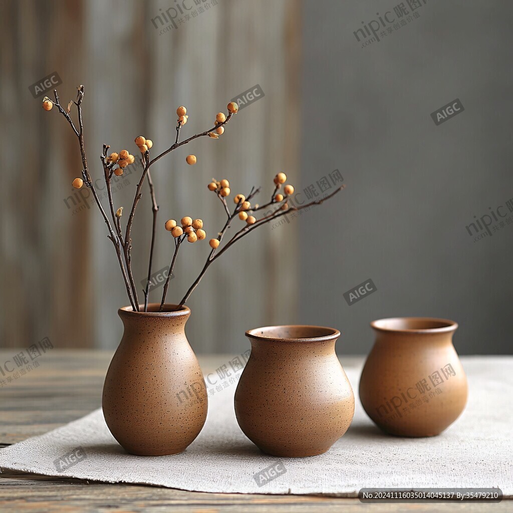 桌面陶罐花瓶子