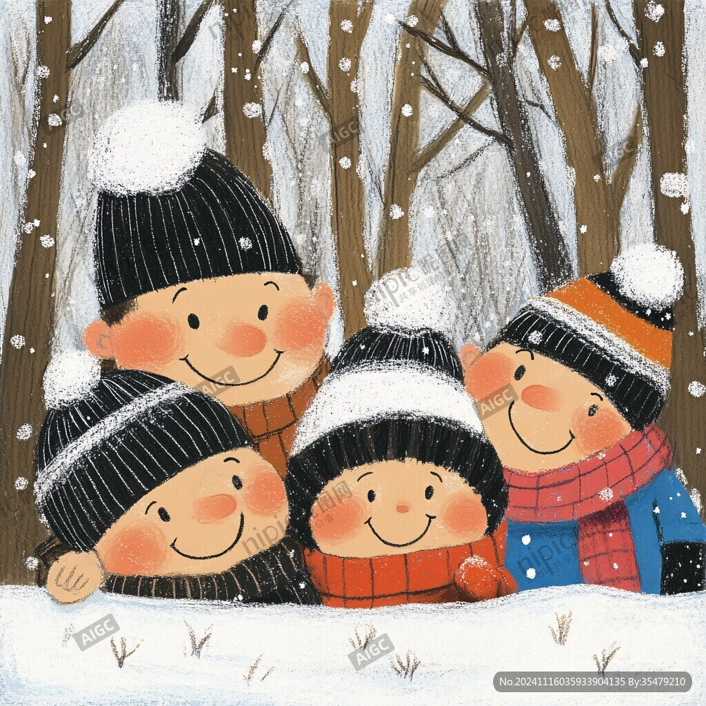 大雪儿童插画