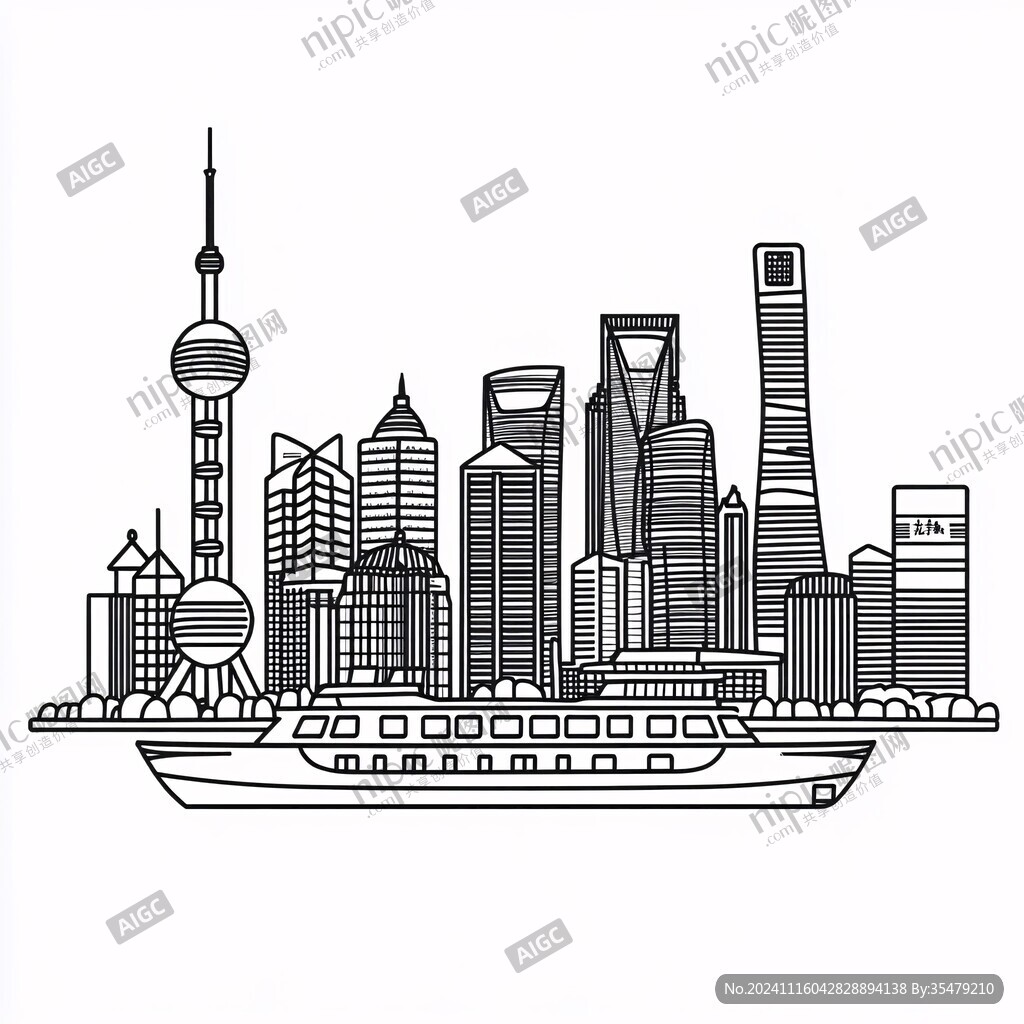 东方明珠轮廓线条
