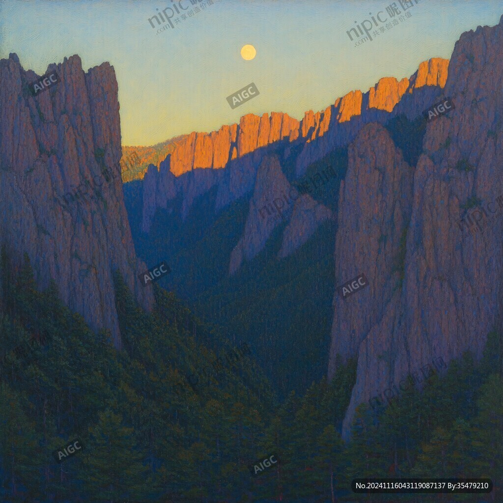 工笔画山峡
