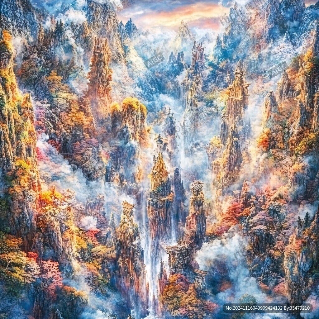风光人间仙境油画