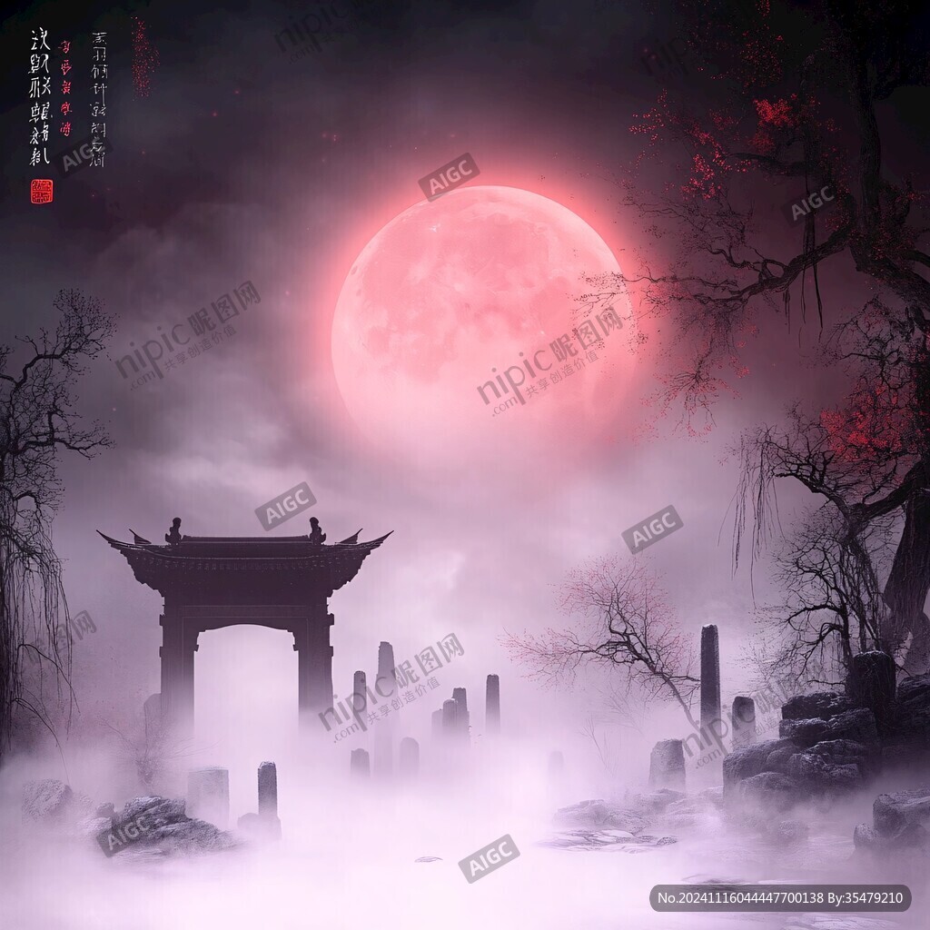月夜门楼