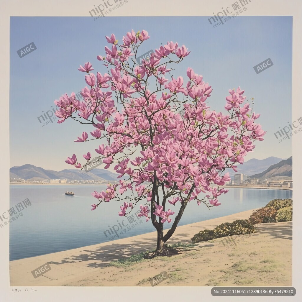 湖畔木棉花异木棉