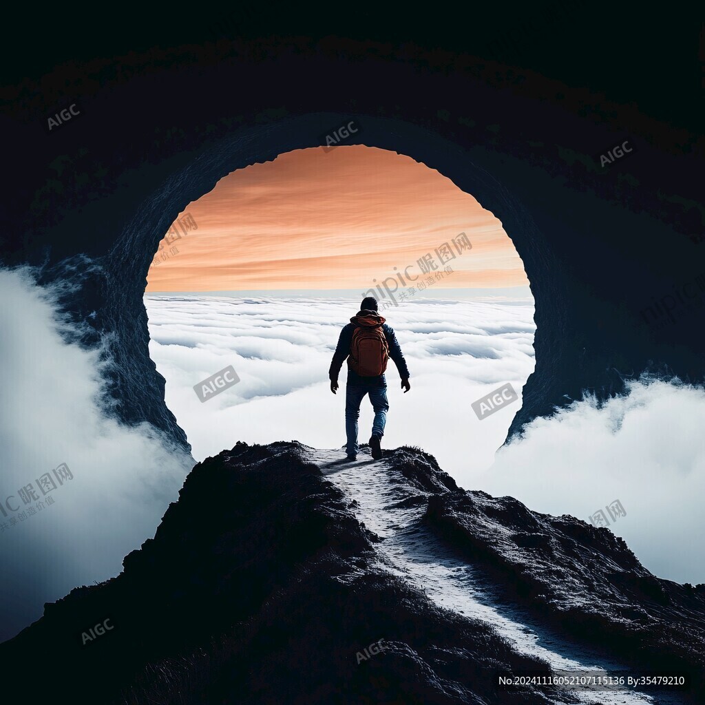男人背影超现实虚空间