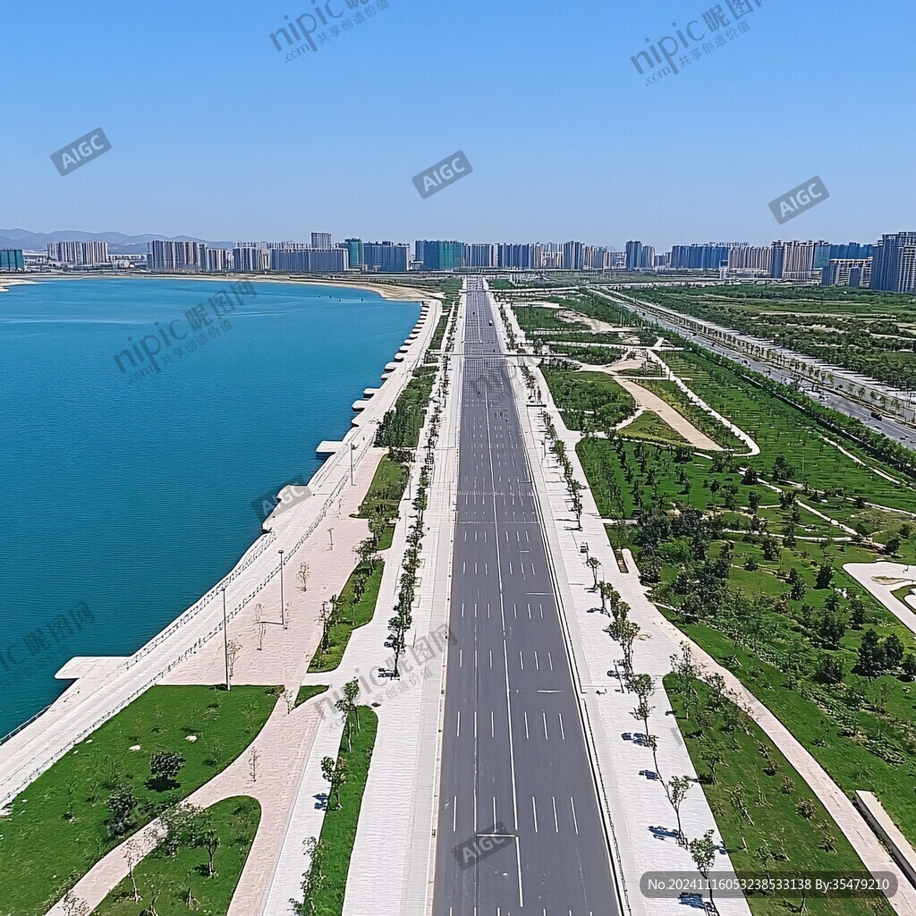 航拍博河景观带