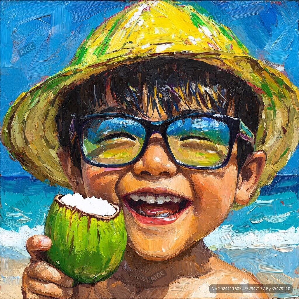 夏季插画男孩