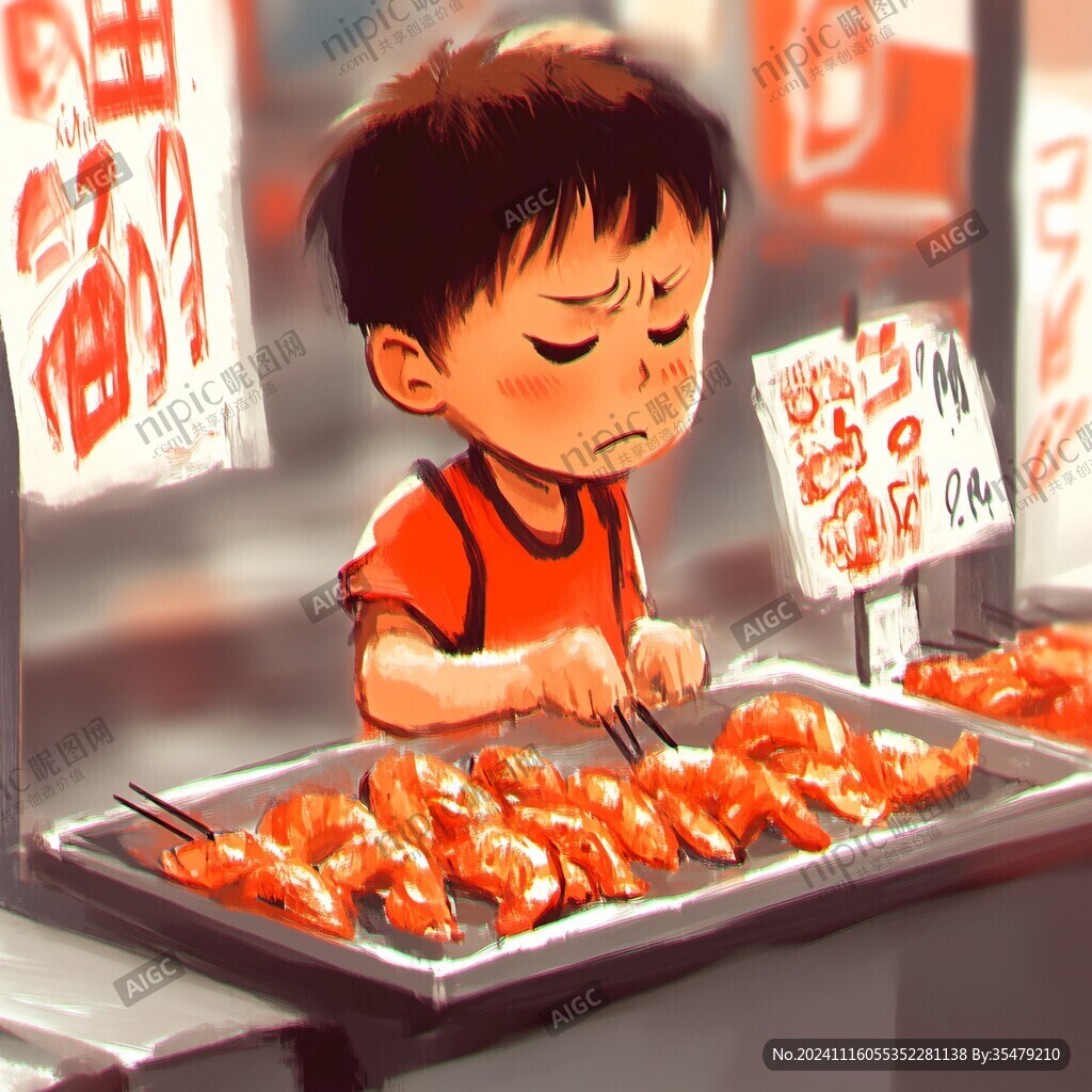 鱼丸摊插画