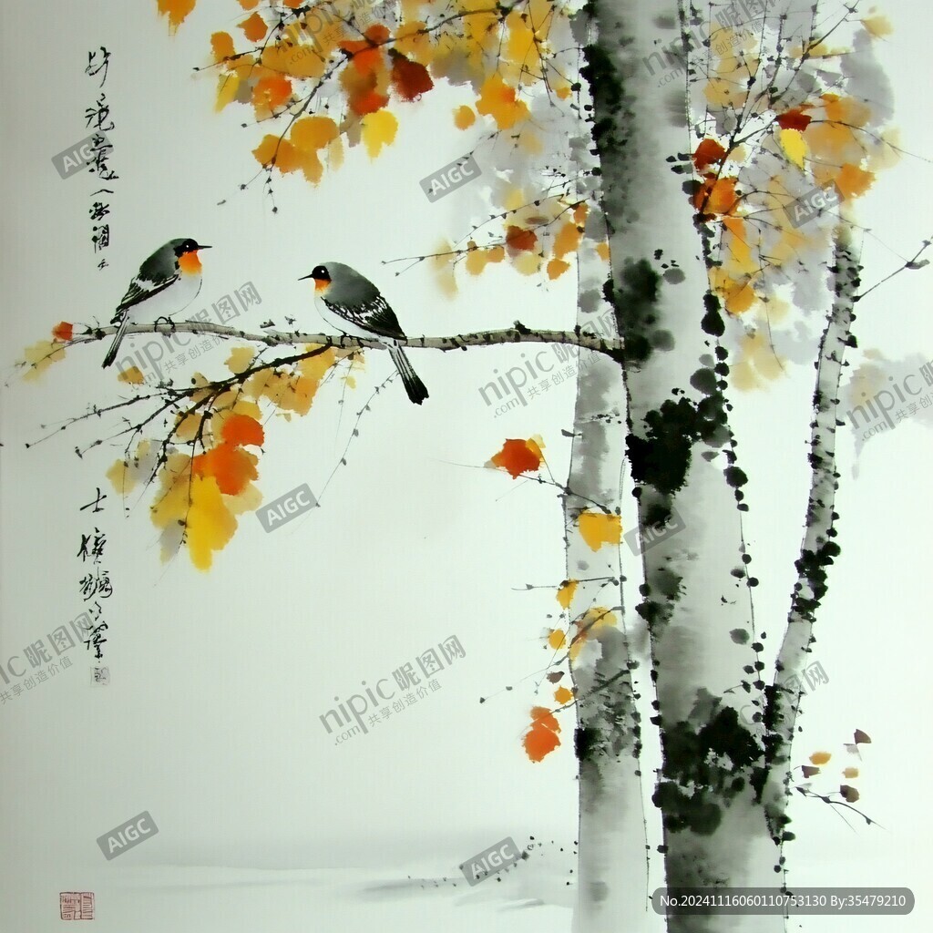 精美水墨秋韵