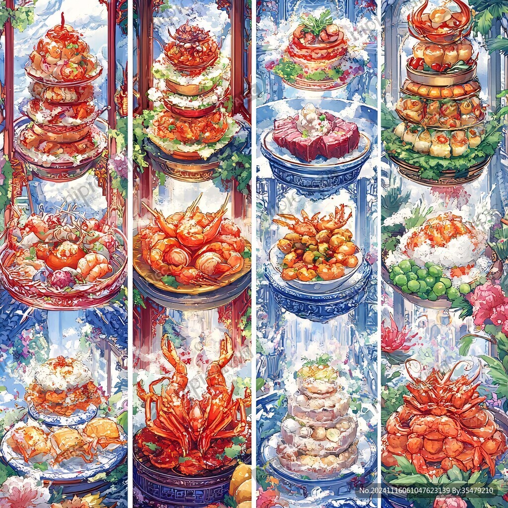 国潮糕点插画