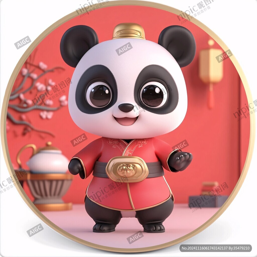 开心熊猫厨师头像