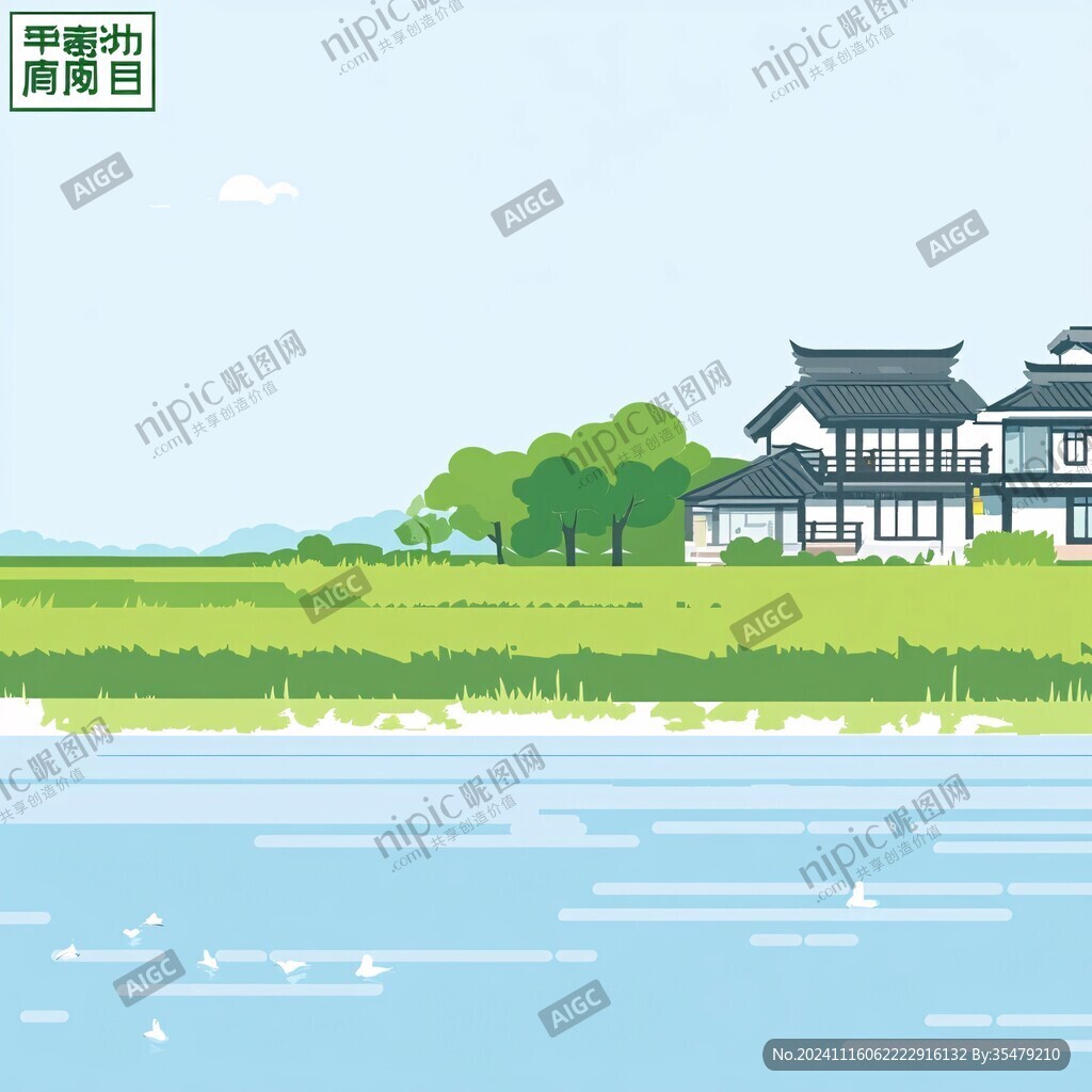 阳澄湖插画