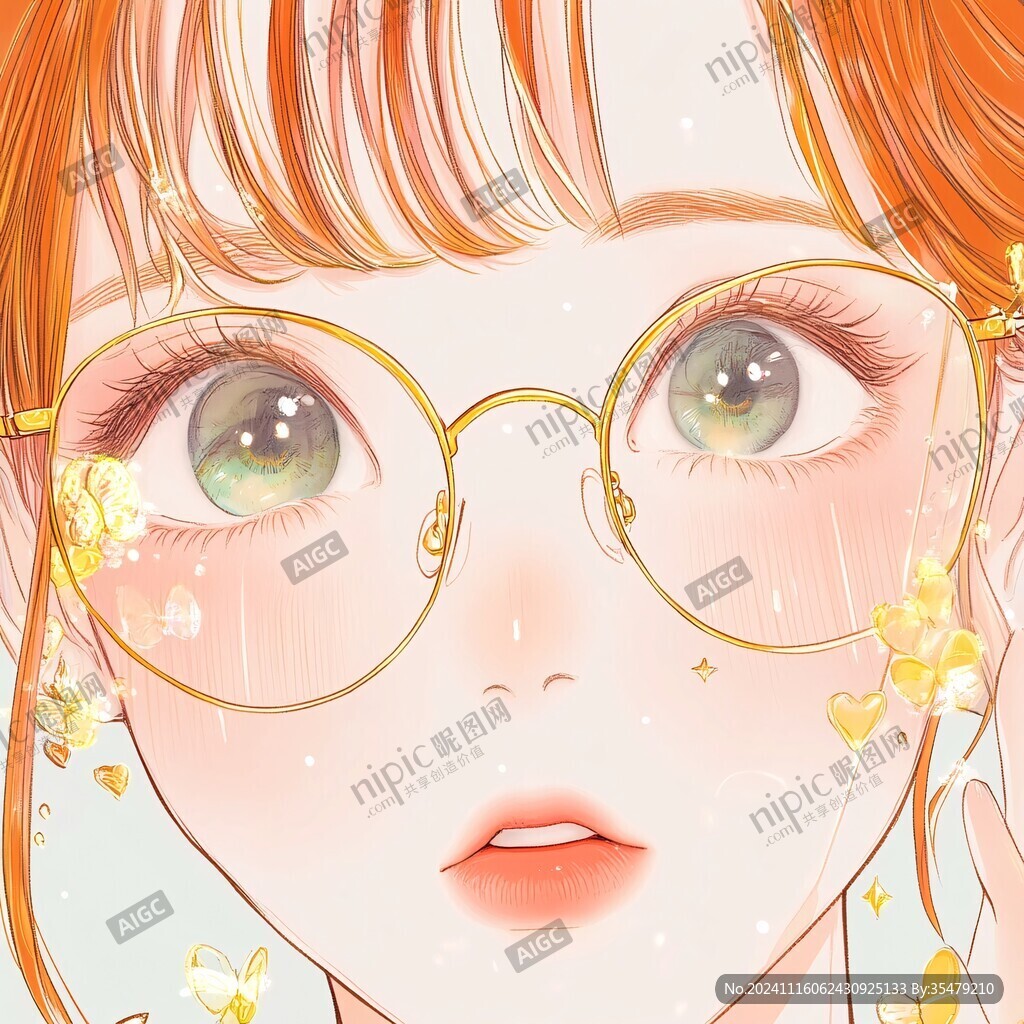眼镜女孩插画
