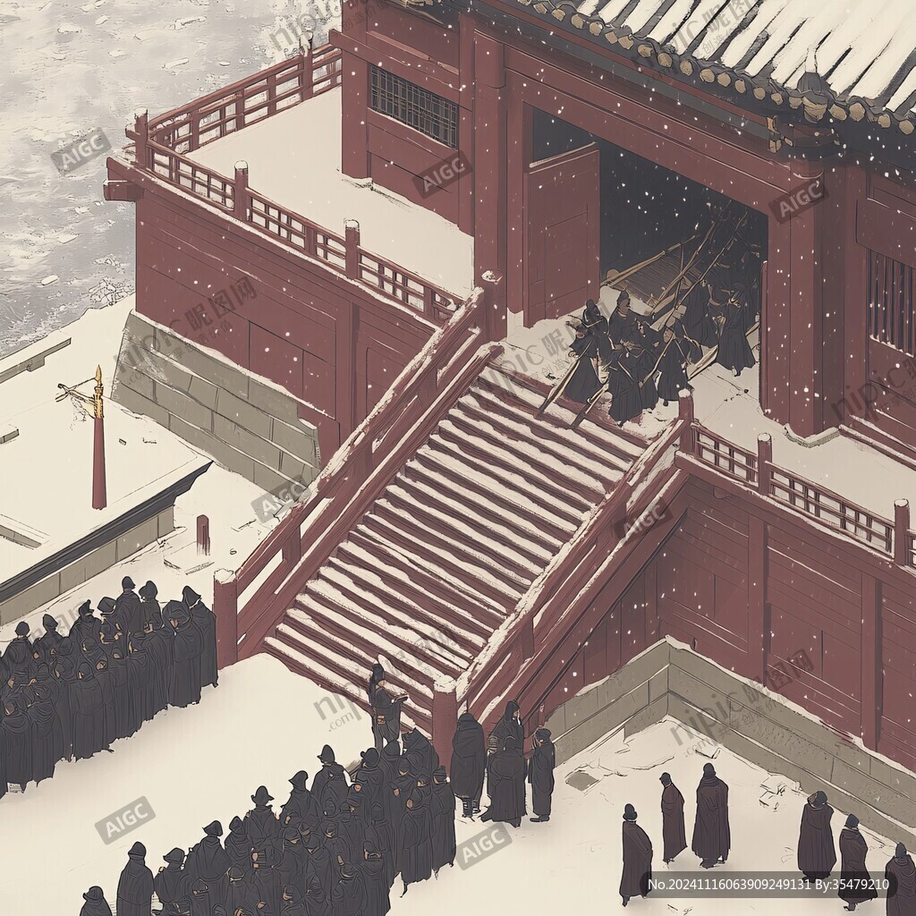 故宫冬天插画