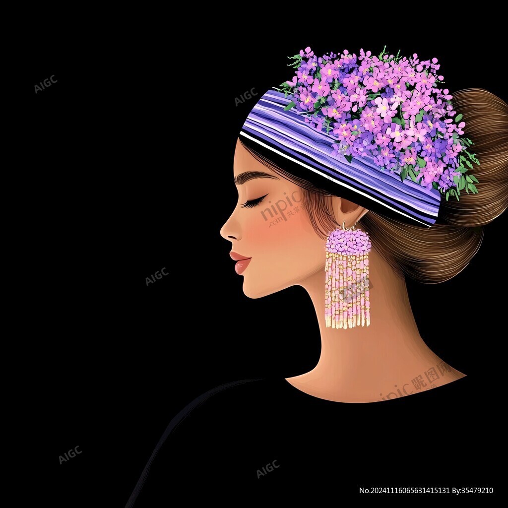 哈尼族美女插画