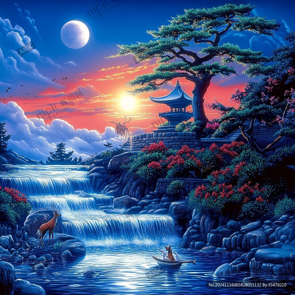 迎客松壁画挂画壁纸