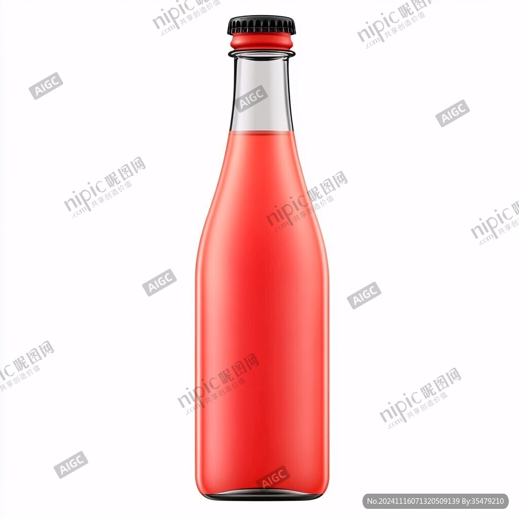 红色渐变透明酒瓶