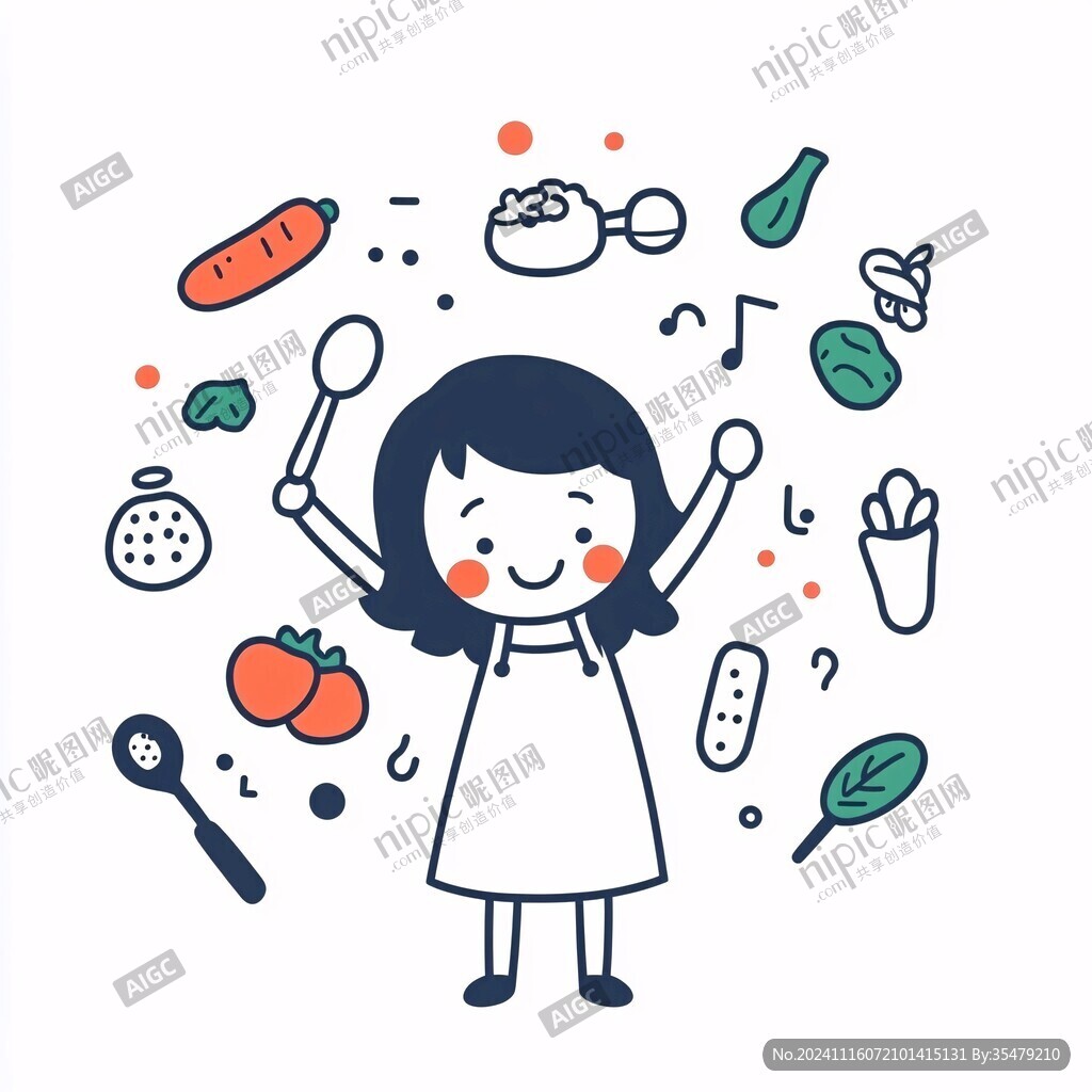 食品女孩插画