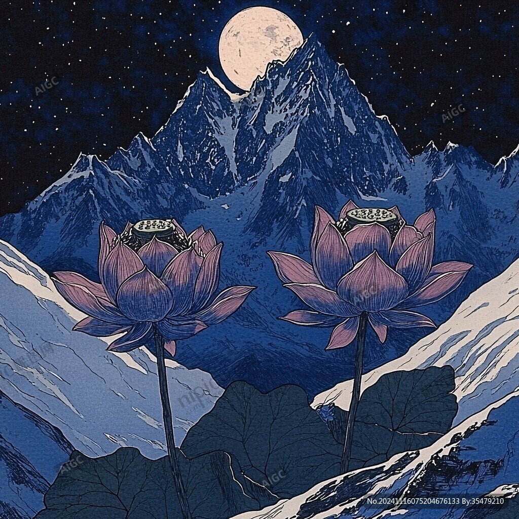 雪莲花包装插画