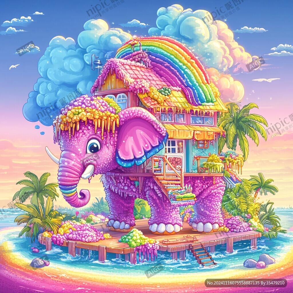 粉色奇幻建筑物