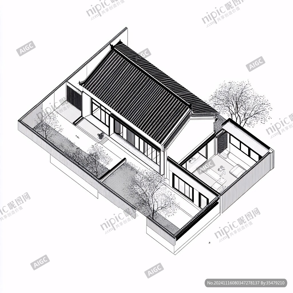 中式自建房四合院