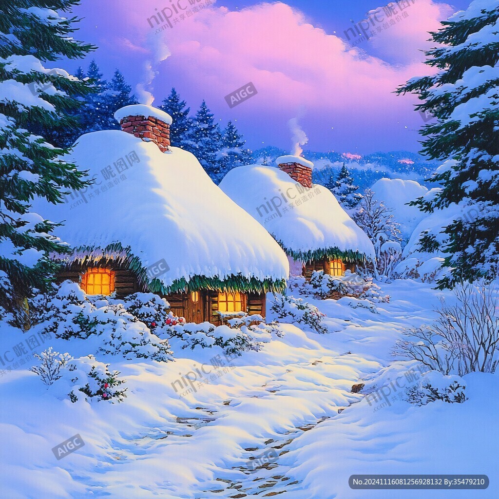 冬天雪屋积雪雪景