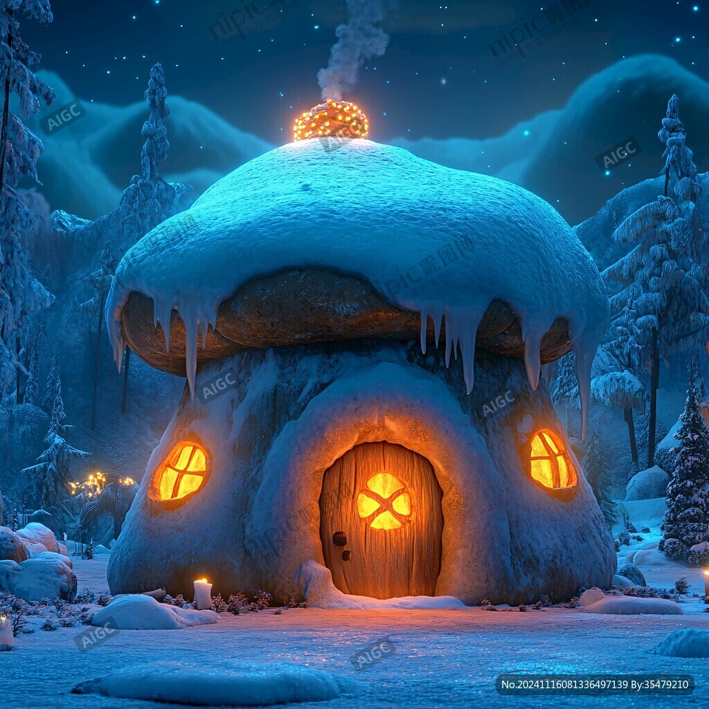 冬天雪屋积雪雪景