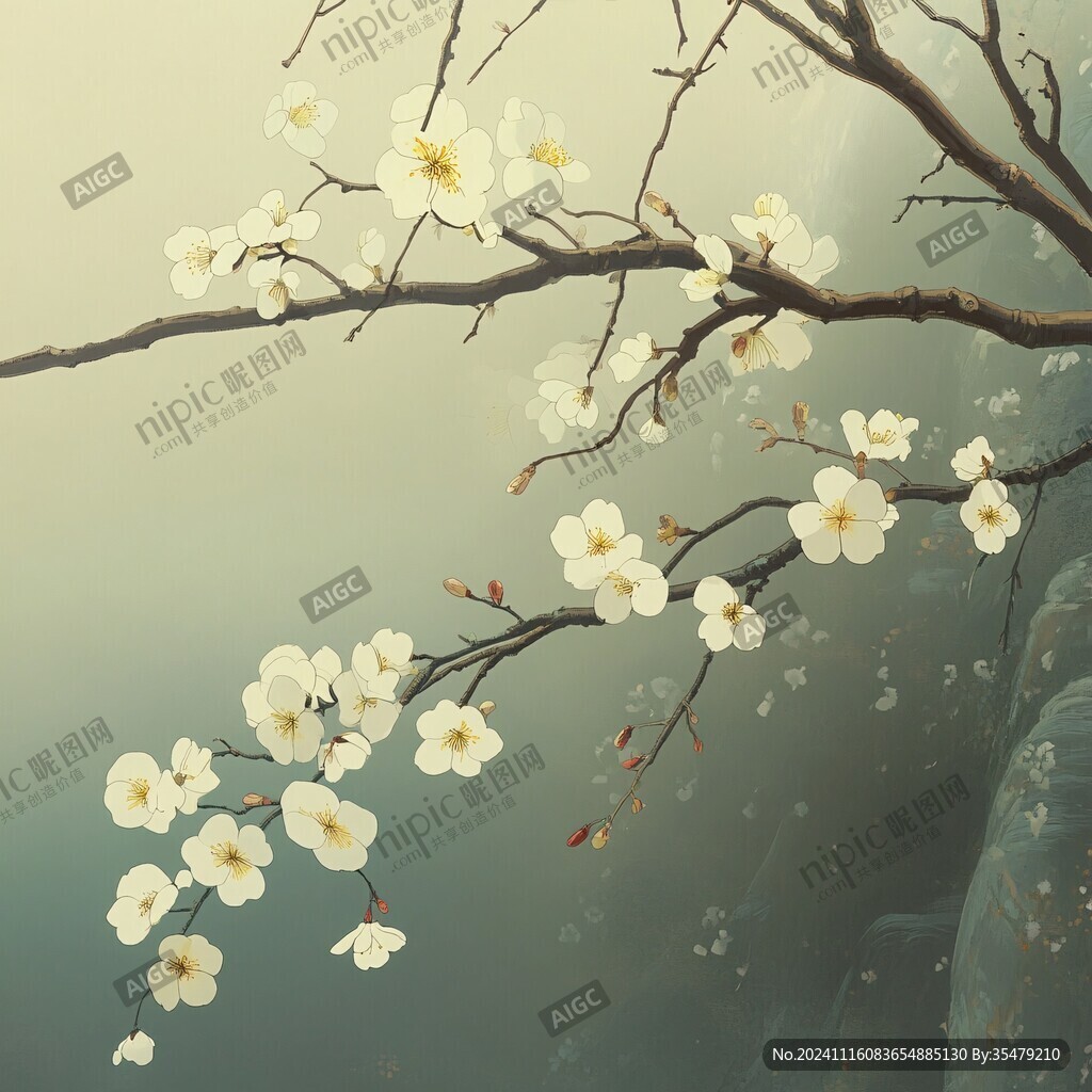 意境玉兰花壁画壁纸