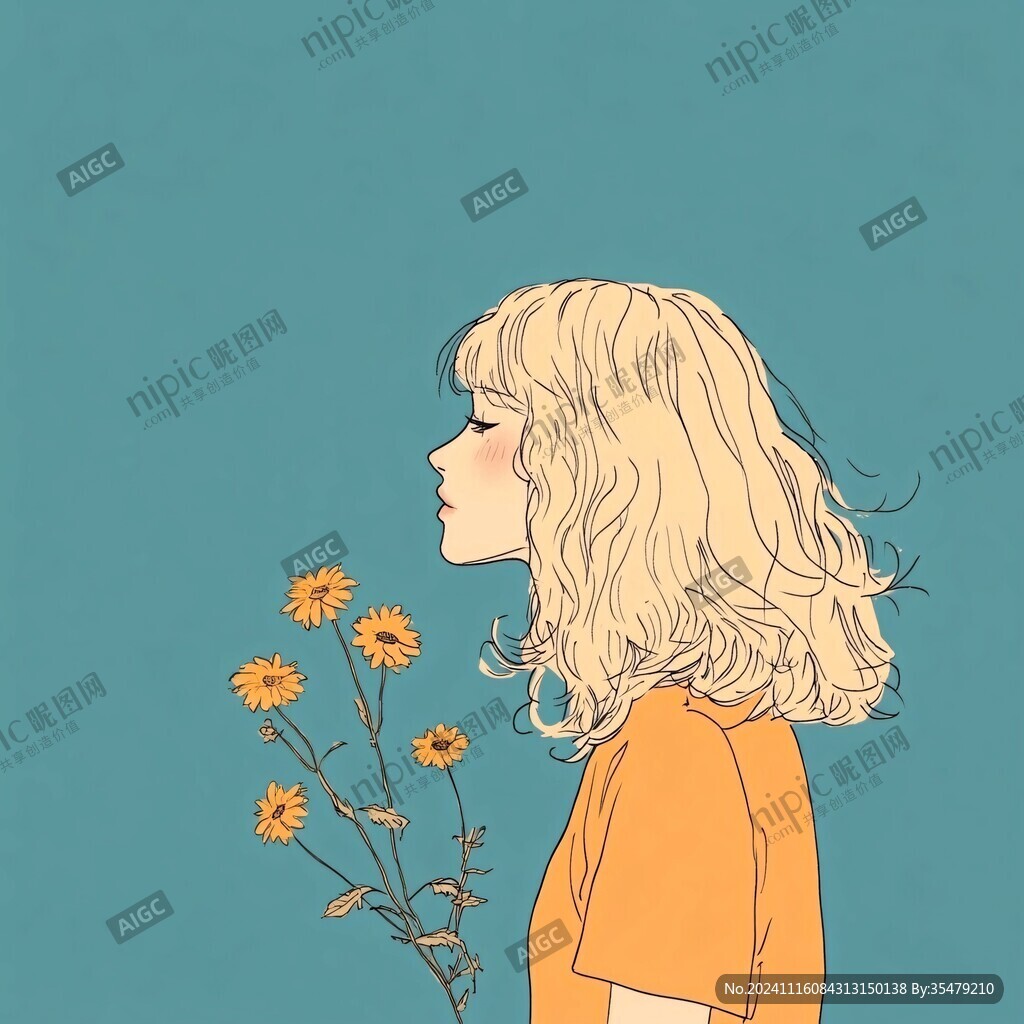 女孩侧面素材