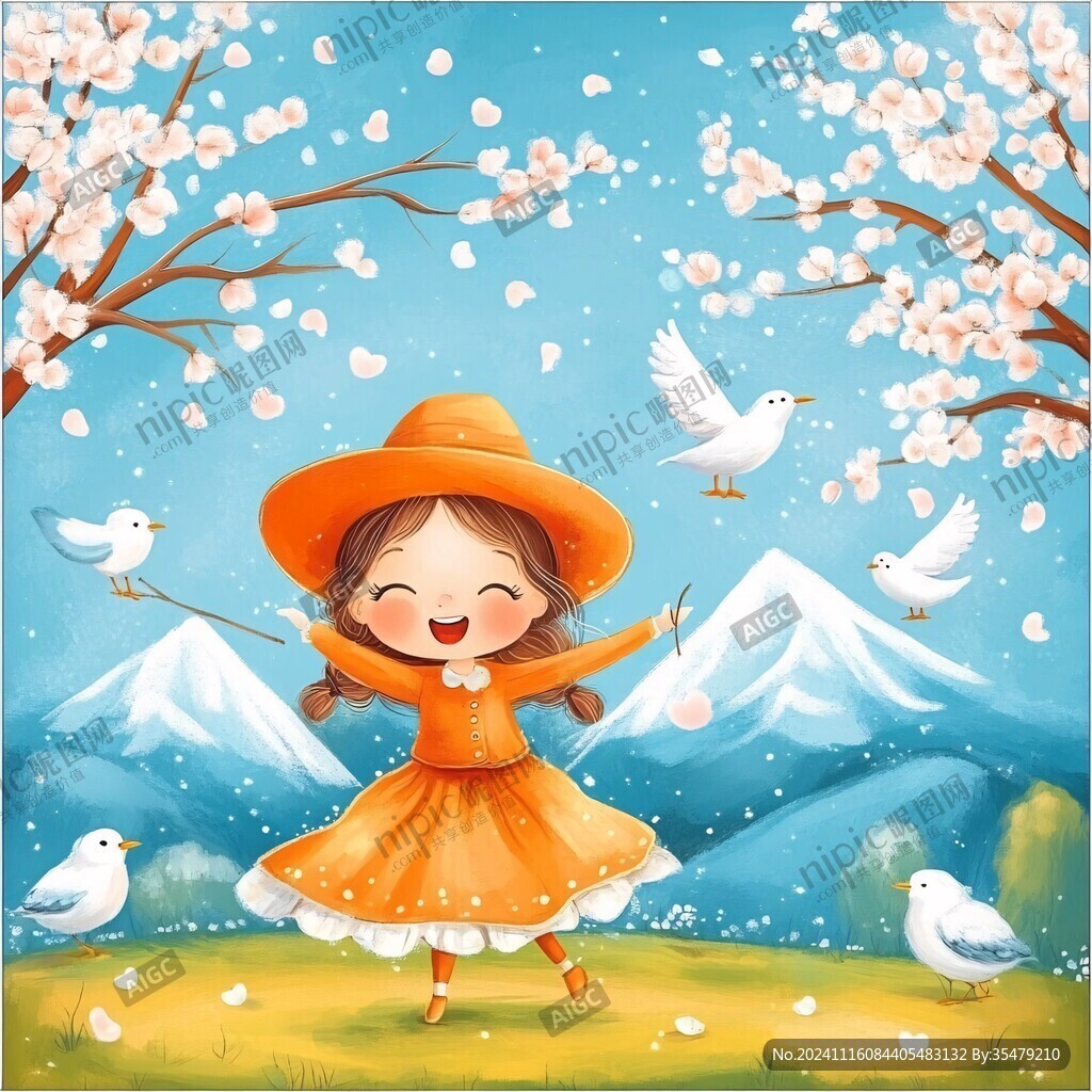 春季女孩插画