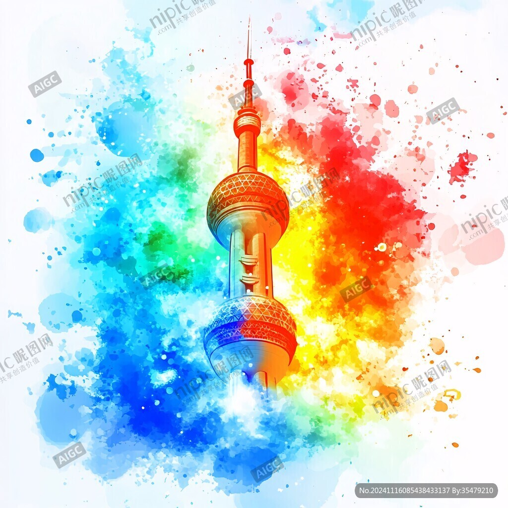 东方明珠电视塔插画