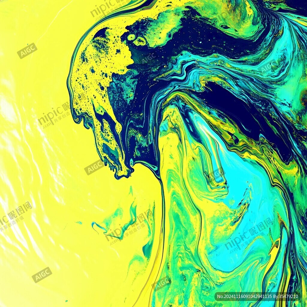 黄色流体艺术画