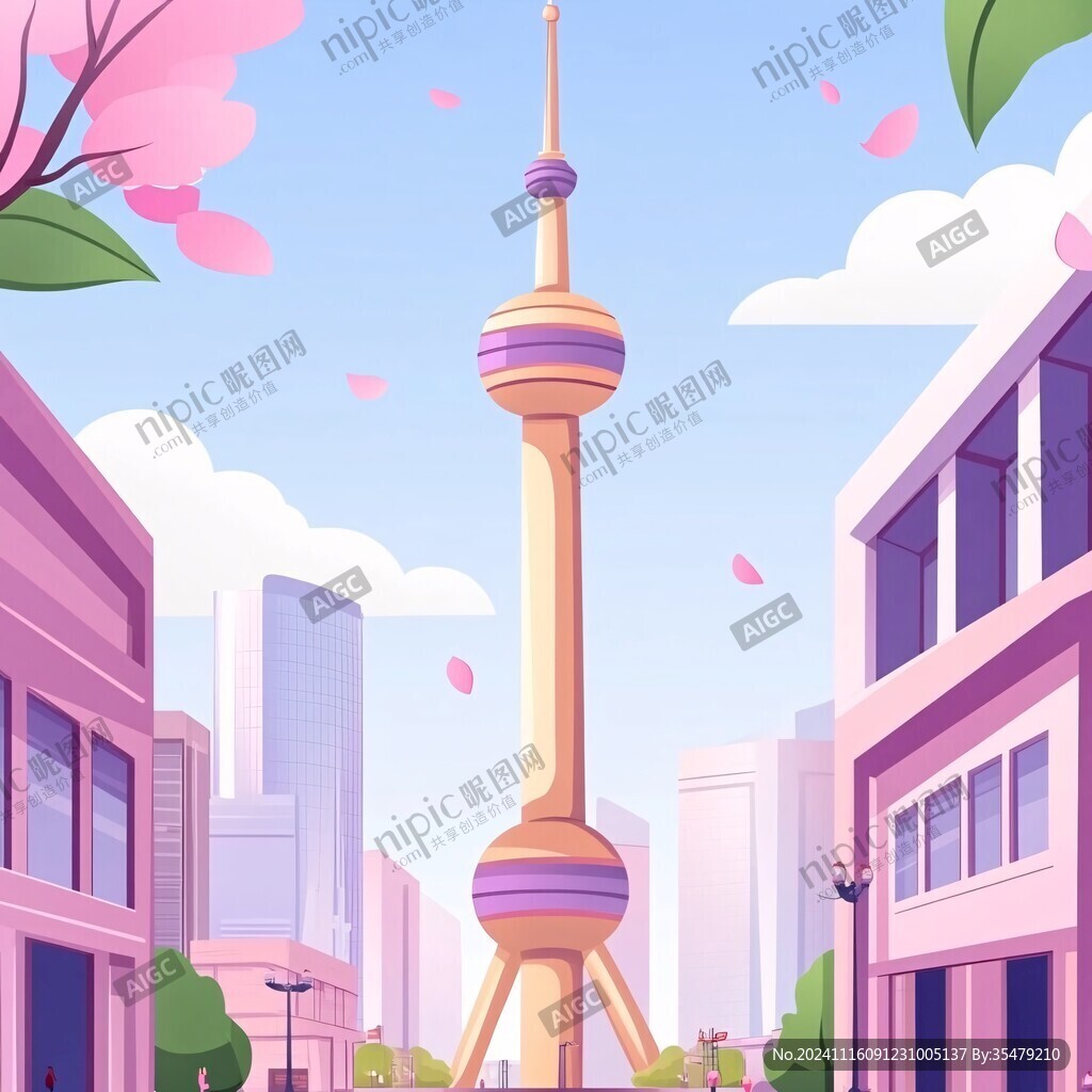 东方明珠电视塔插画