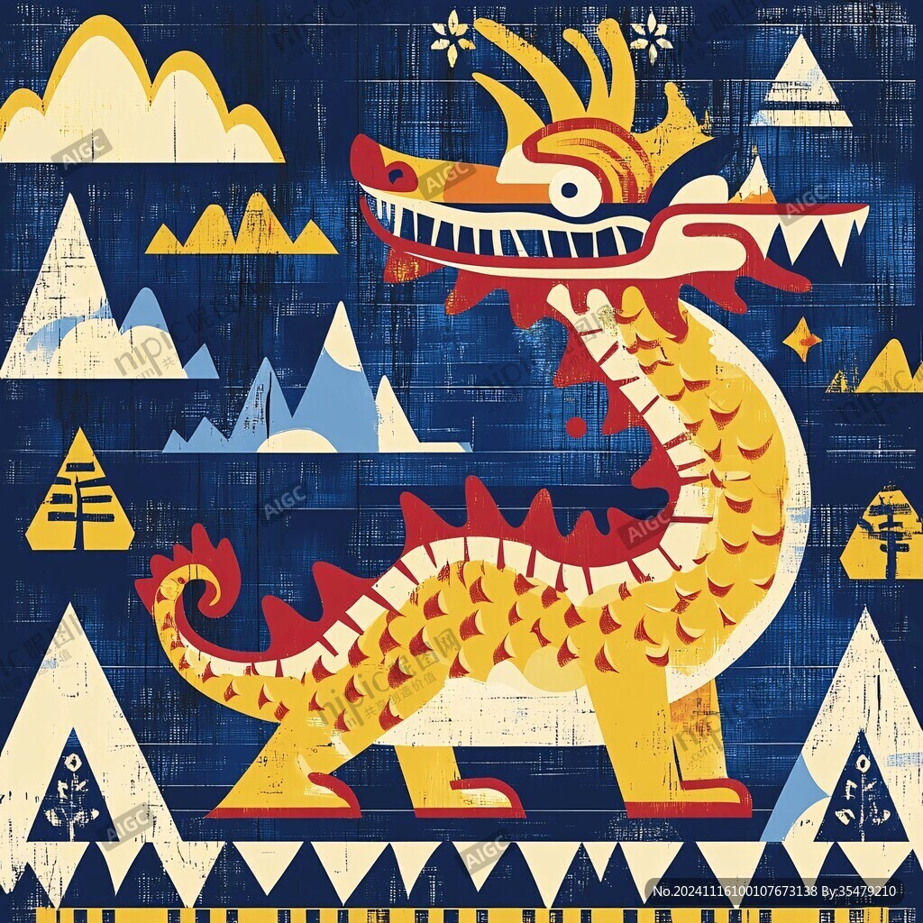 龙年扁平风插画