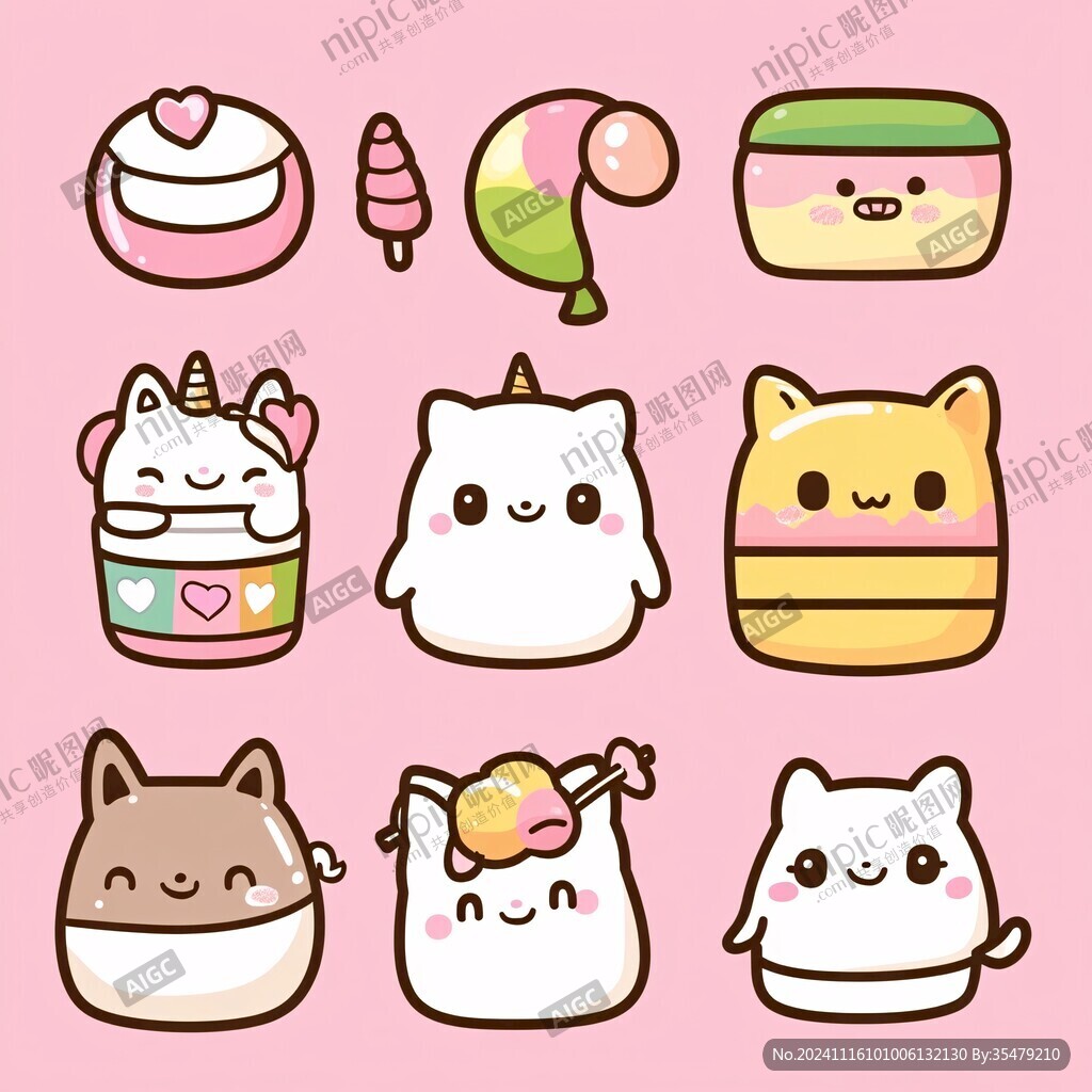 猫咪蛋糕手账贴纸