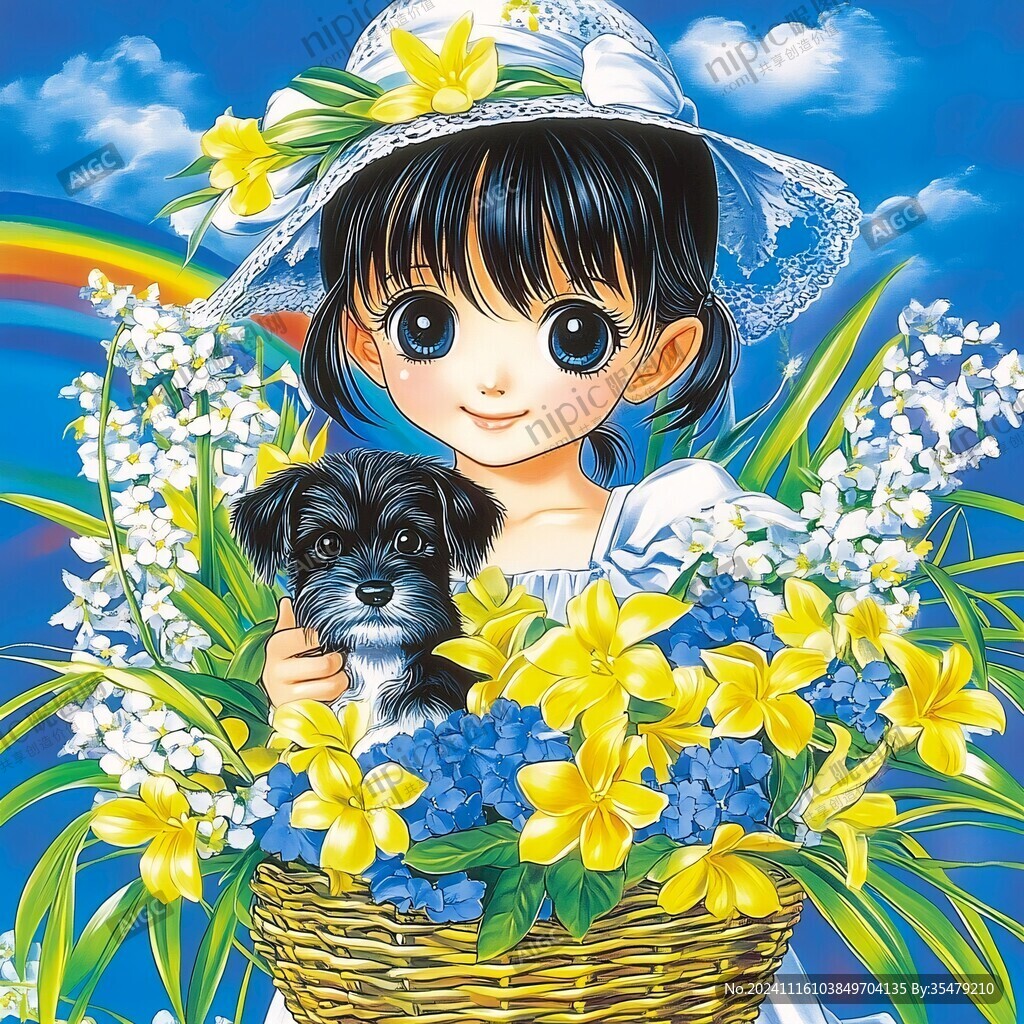 卖花q版女孩