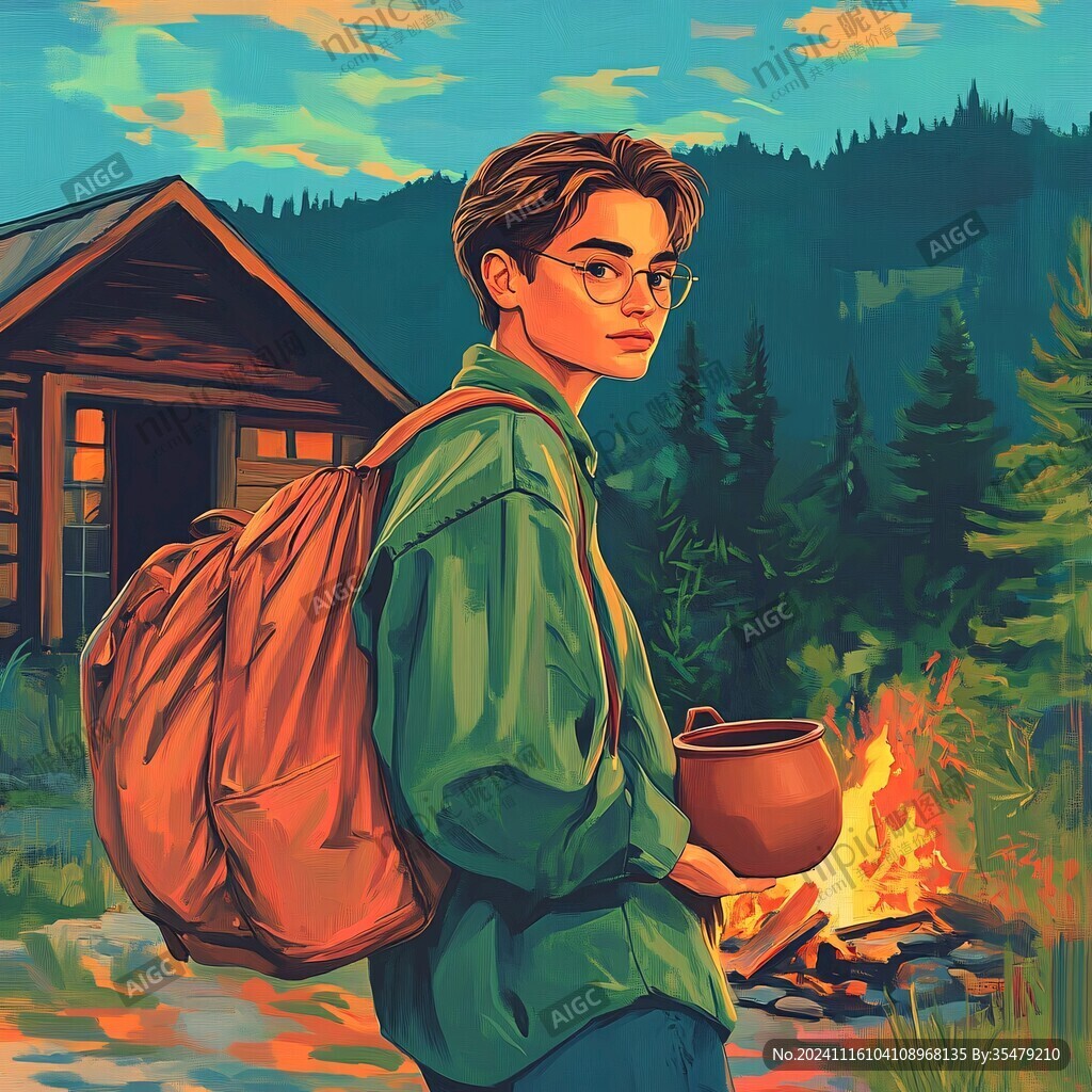 男生头像插画