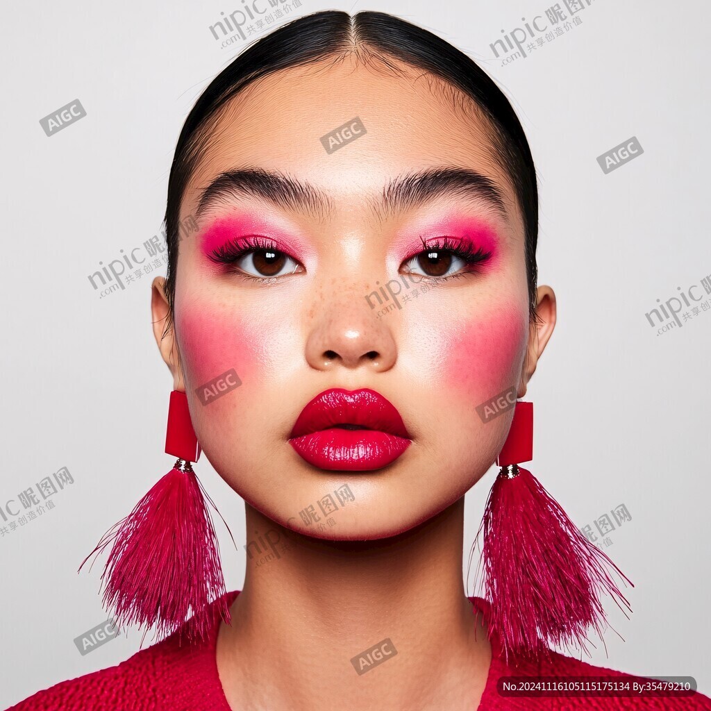玫瑰红玫瑰色妆容