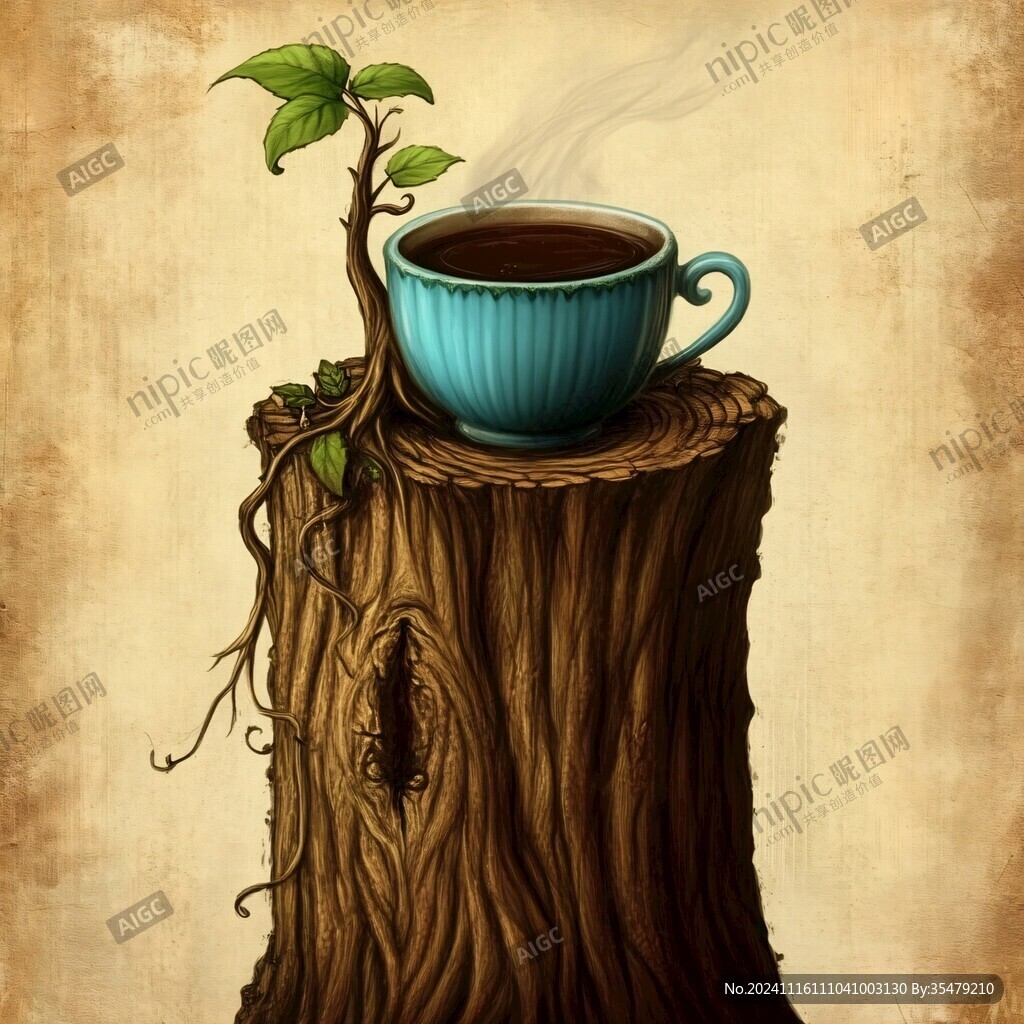 场景咖啡植物插画